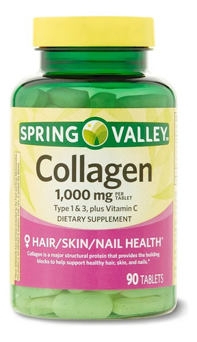 Colágeno 1.000mg Spring Valley - Collagen 90 Tabletes Sabor Sem Sabor