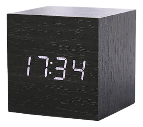 Reloj Despertador Cubemini De Escritorio De Madera, Cuadrado