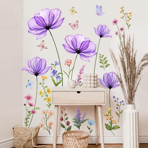 ! Pegatinas De Pared Con Diseño De Mariposas Y Flores, Papel