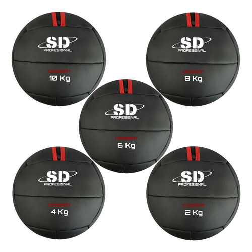 Set 5 Balón Medicinal Reforzado-wall Ball 2, 4, 6, 8 Y 10kg