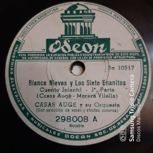 Pasta Casas Auge Blanca Nieves Odeon C168