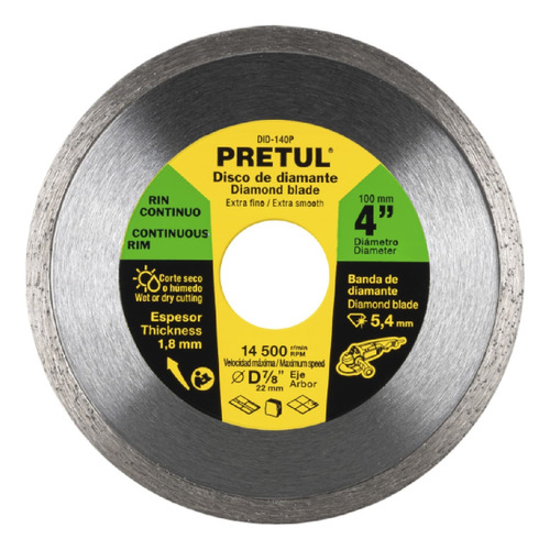 Disco 4'' Diamante Corte Azulejo Loseta Marmol Pretul 21001