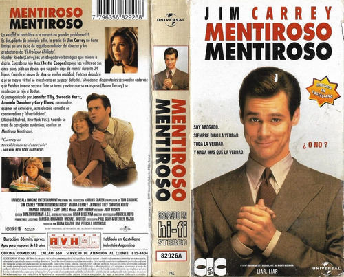 Mentiroso Mentiroso Vhs Jim Carrey Español Latino