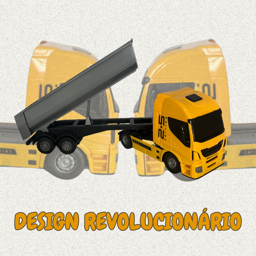 Caminhão Basculante Carreta Construção Iveco Caçamba Cor Amarelo Usual Brinquedos