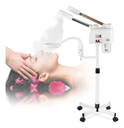 LOZAYI-Vaporizador Facial 3en1 Prof: Ozon+doblespray, Espejo/led