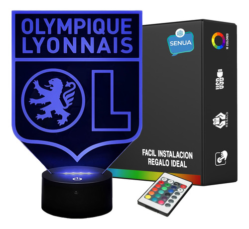 Lámpara De Noche Led Olympique De Lyon Holograma Decoración