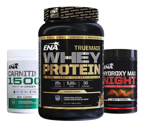 Combo Ena Whey Proteina True Made 1 Kilo + Hydroxy Max + Carnitina + Dieta Gratis