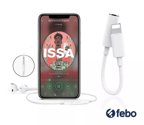 Cable Adaptador iPhone Lightning Jack Auriculares Bluetooth - FEBO