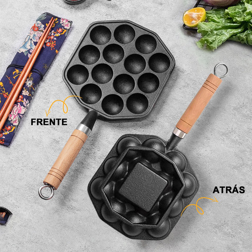 Sartén Takoyaki De Aluminio Antiadherente Con Utensilio