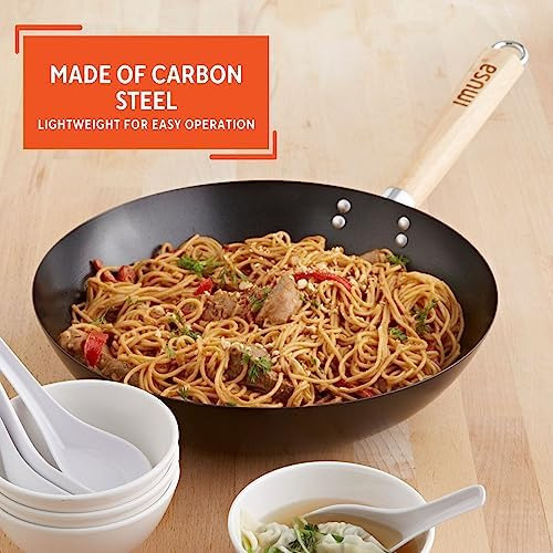 Imusa Usa Imu-wok Antiadherente Con Mango De Madera De 11 Pu
