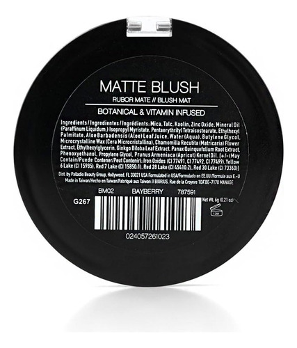 Blush Palladio Matte Bayberry, Aspecto Mate Suave, Libre De