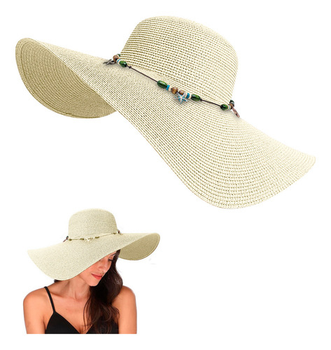 Sombrero Ala Ancha Dama Mujer Verano Playa Proteccion Sol