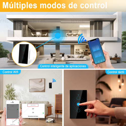 Merion Interruptor Inteligente Touch Wi-fi De 2 Vías Sin Neutro Color Negro Corriente Nominal 10 A Voltaje Nominal 110v