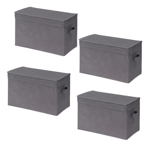 Canastos Cajas Set X 4 Organizadoras Duro Gris Importados