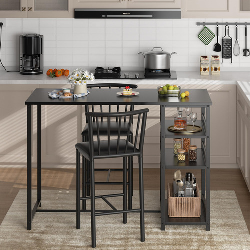 Juego De 2 Mesas Y Sillas De Bar Para Cocina Con 2 Taburetes