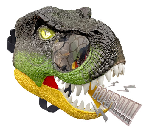 Máscara T-rex Com Olhos Iluminados Por Led P-jsmen Sounds Di
