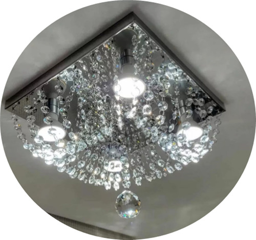 Lustre De Cristal K9 Legítimo 30x30 - Vai Montado Cor Branco 110v/220v