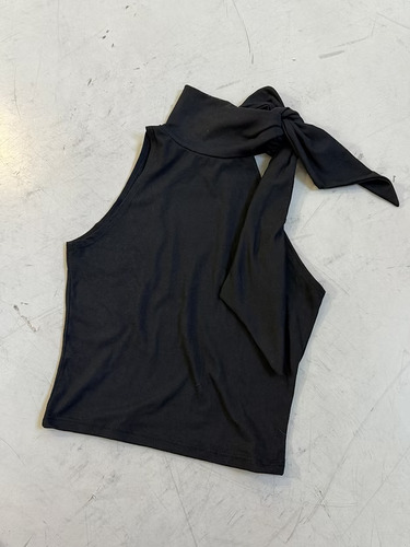 Top Modal Gamuzado Cuello Lazo Moda Mujer Tendencia