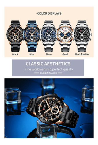 Relojes De Pulsera Curren, Reloj De Cuarzo De Lujo A Prueba