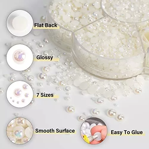  5800Pcs Half Pearls for Crafts, Nail Pearls for Nails