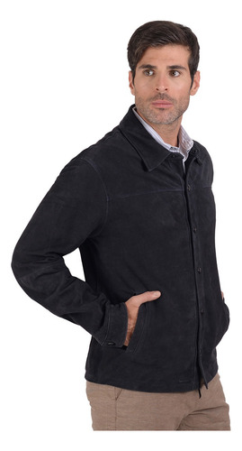 Camisola De Piel Perry Ellis De Hombre En Color Azul Marino.