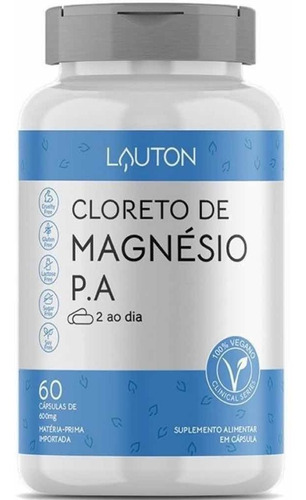 Cloreto De Magnésio P.a 260mg 60 Cápsulas Lauton - Vegano Sabor Sem sabor