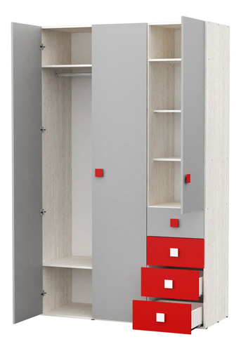 Placard 3 Puertas Ropero Juvenil Infantil Melamina Nature