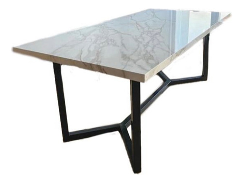 Mesa De Comedor 1. 80 X 90 Neolith Calacatta Poliuretano Fca Blanco Negro