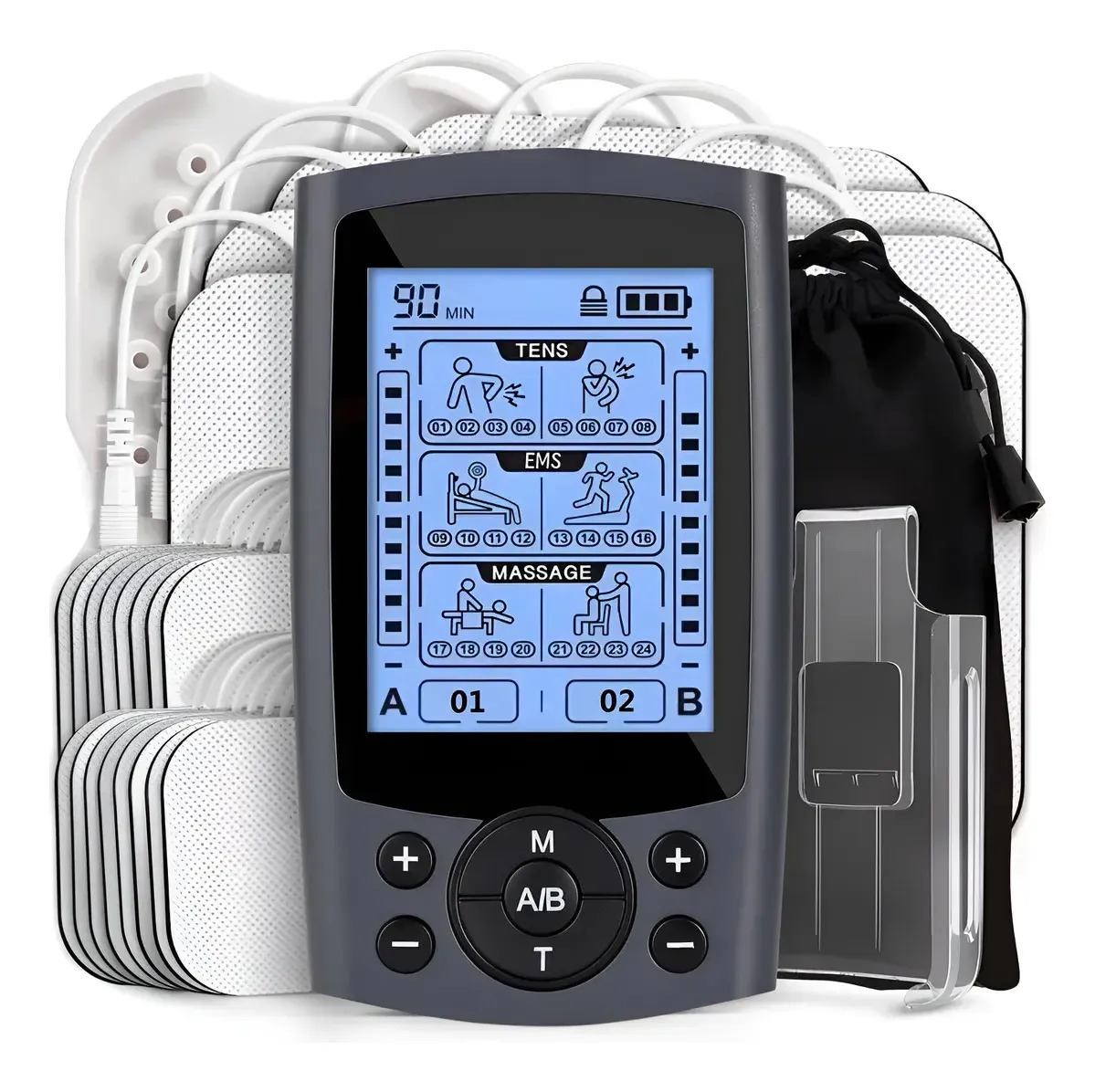 Electroestimulador 1000mah Pantalla a color DIY Tens Ems Rusas Masaje Muscular Portátil USB Recargable 80 Modos IFC NMEC Rostro, parálisis facial Fisioterapia Alivio Dolor Nervio a