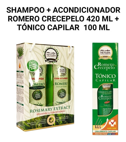 Shampoo Y Acondicionador Romero 420 Ml + Tónico Capilar