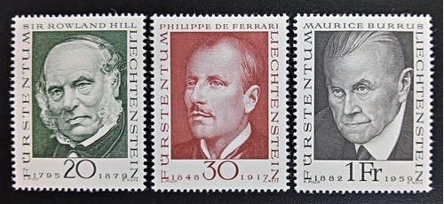 Liechtenstein, Serie Yv 451-53 Personalidades 68 Mint L18129