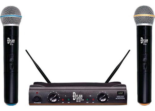 Sistema De Microfones Sem Fio Dylan Uhf Dw-602 Max 2 Bastões