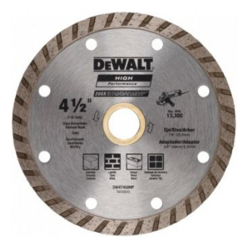 Disco Diamantado Ranurado 4 1/2 Dewalt Dw47450hp Color Gris