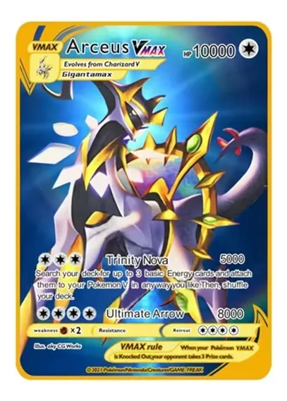 Cartas Metálicas Arceus-pokémon Vmax Para Niños, Tarjetas