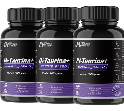 Combo 3x In-taurina+ Taurina 360 Cápsulas Imperium Nutrition Sabor Natural