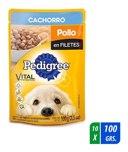 Alimento Para Perro Pedigree Cachorro Pollo 10 Paq. 100 Gr