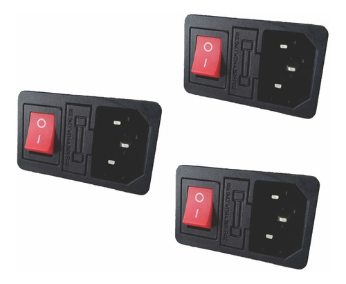 3 Socket Interruptor Toma Corriente Porta Fusible Switch Led