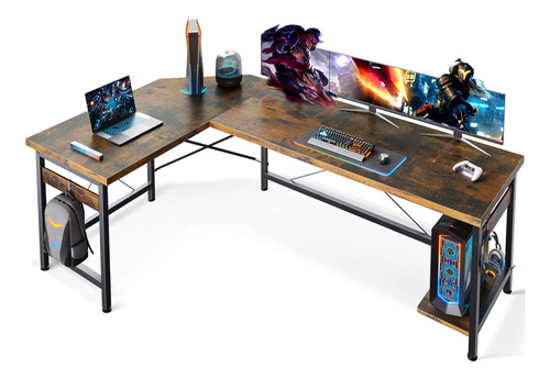 Coleshome 66 L Shaped Larger Gaming Desk, Corner Computer D.