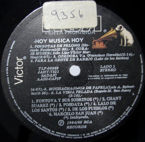 Varios - Hoy Musica - Nebbia / Fontova / La Torre - Lp 1985