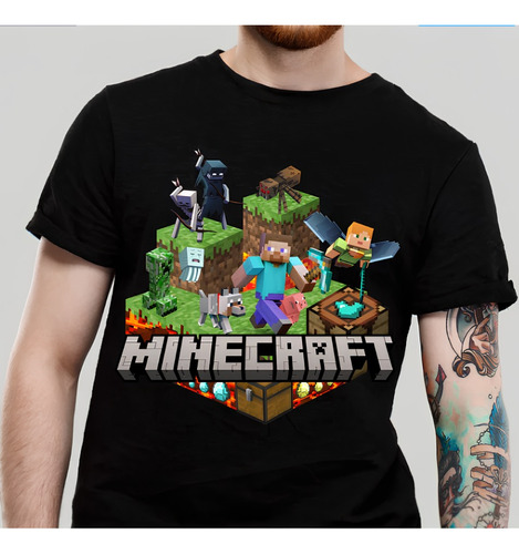 Polera Unisex Minecraft Game Poster Algodon Estampado