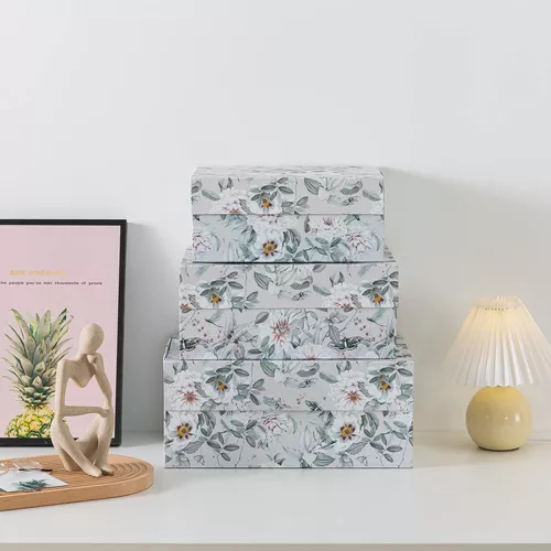 Soul & Lane Cajas de cartón decorativas con tapas de collage floral – Juego  de 3, cajas de almacenamiento de álbumes de recortes, almacenamiento de