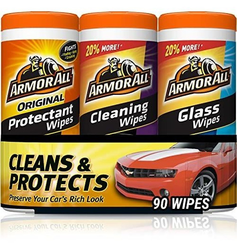 Armor All 18782 Protectant, Glass And Cleaning Wipes, 30 Uni