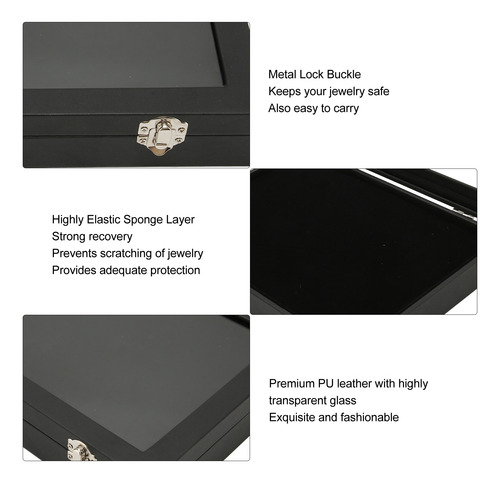 Estuche Expositor Pin Jewelry Con Tapa De Vidrio Transparent