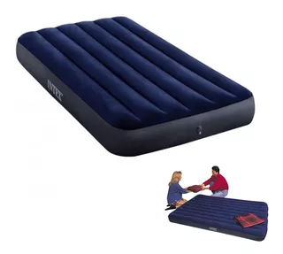 Colchon Sencillo Inflable Azul Intex 191 X 99 X 25 Cm