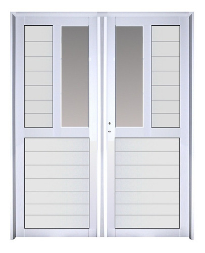 Puerta Doble Aluminio 160x200 M519 Vidrio Vertical Abershop