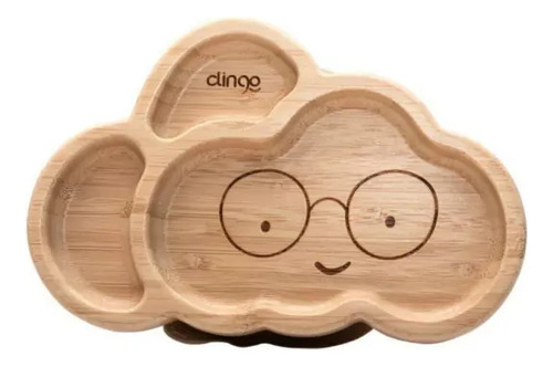 Prato Infantil Com Ventosa Divisorias Bambu Clingo Nuvem
