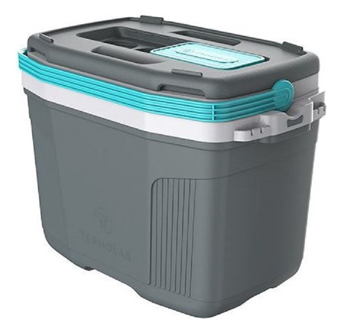 Caixa Térmica Cooler Com Alça Suv 20l Cinza E Azul Termolar
