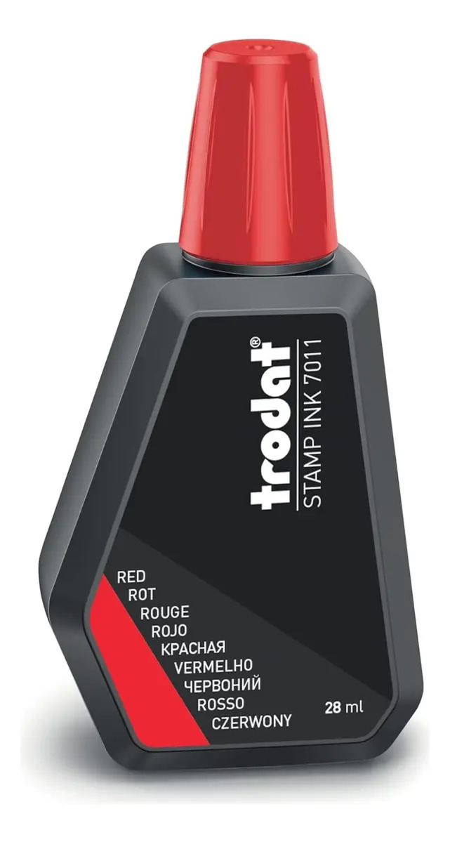 Tinta Para Sellos Trodat Color Rojo Gotero de 28 ml Tinta a base de agua para reentintar cartuchos de sellos manuales