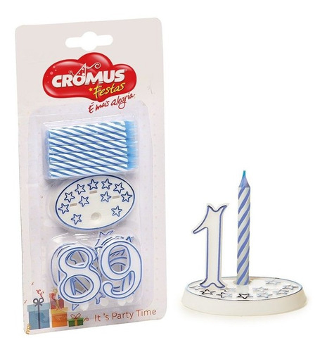 Kit Velas Mesversário Azul Com 23 Itens Cromus