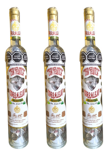 Chocolate Tequila Blanco Corralejo 3 Botellas 370g C/u Suiza